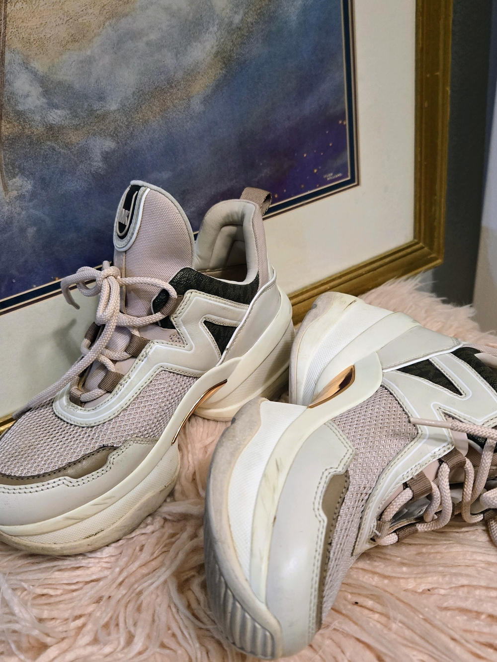 Michael Kors Women's Olympia Trainer Tech Canvas/Net Mesh Sneakers Soft Pink 7 - Picture 7 of 8